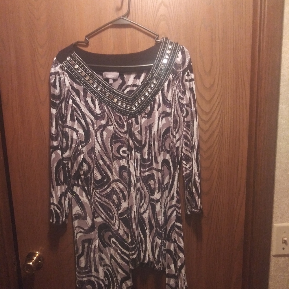 Black and white blouse made by essentials